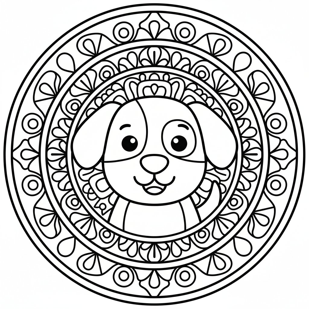 Coloriage coloriage mandala chien