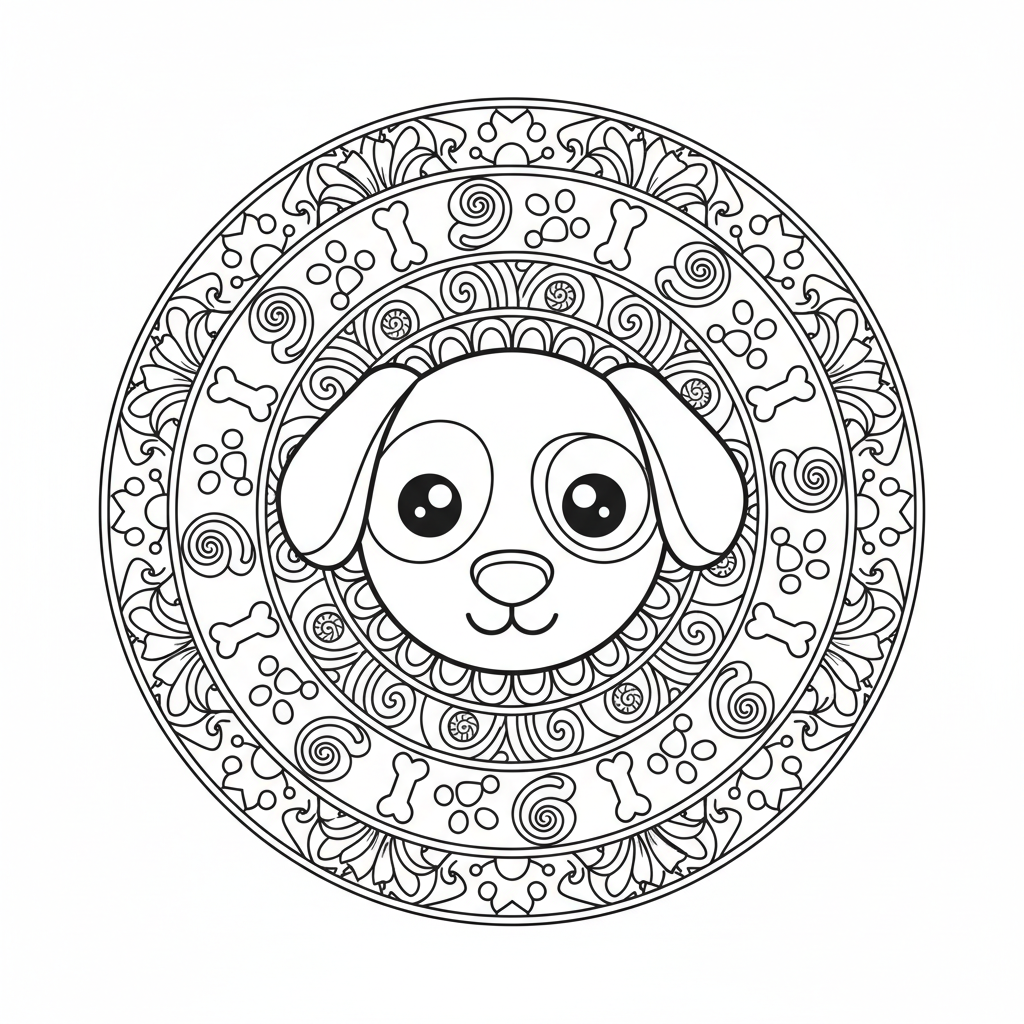 Coloriage coloriage mandala chien 2