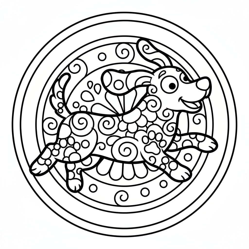 Coloriage coloriage mandala chien 5