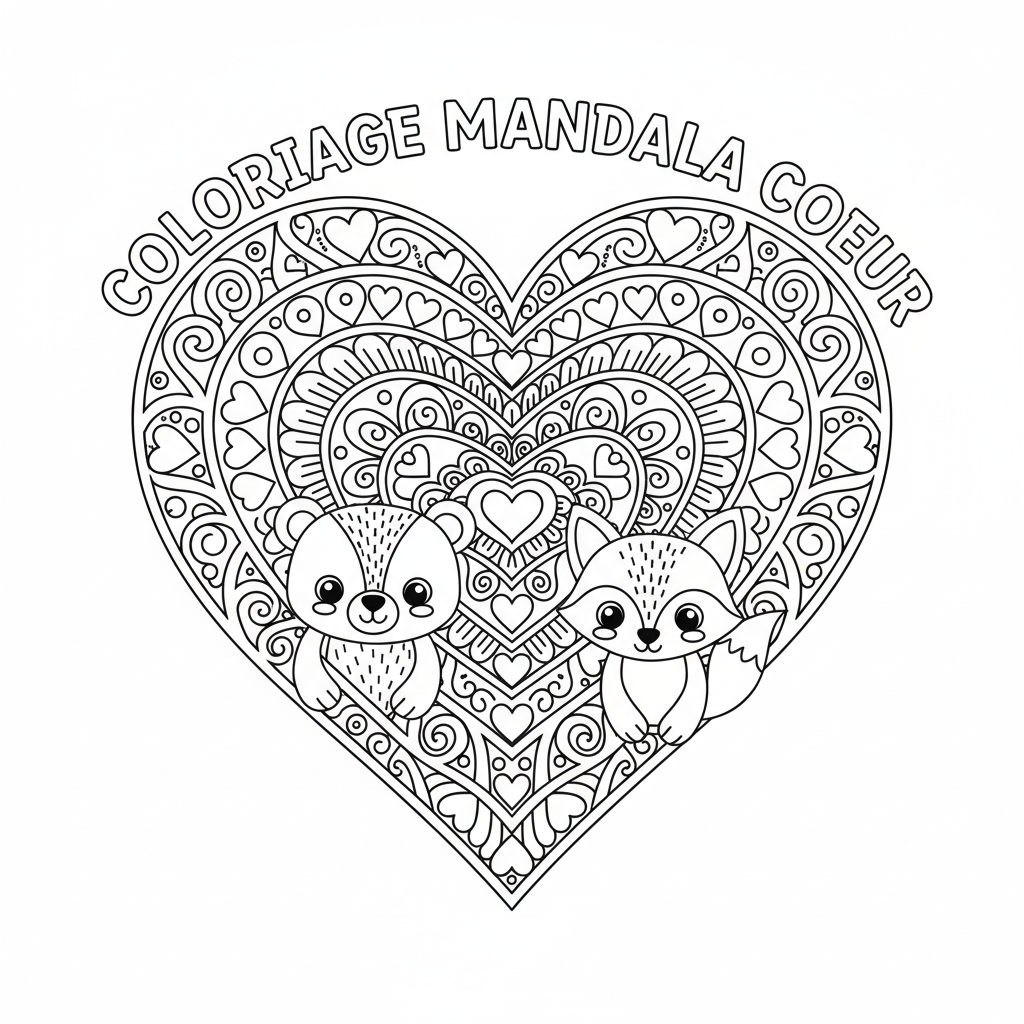 Coloriage coloriage mandala coeur 4
