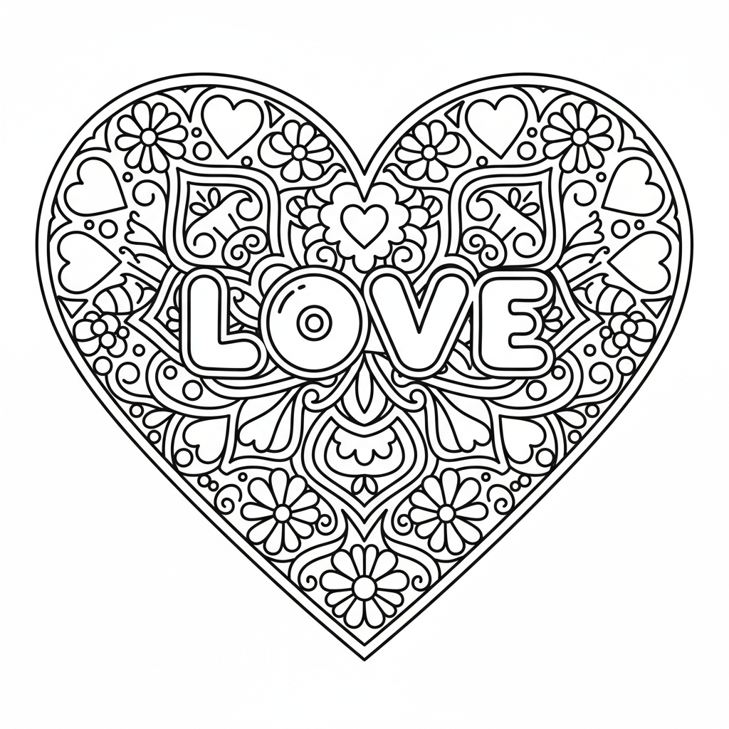 Coloriage coloriage mandala coeur love 4