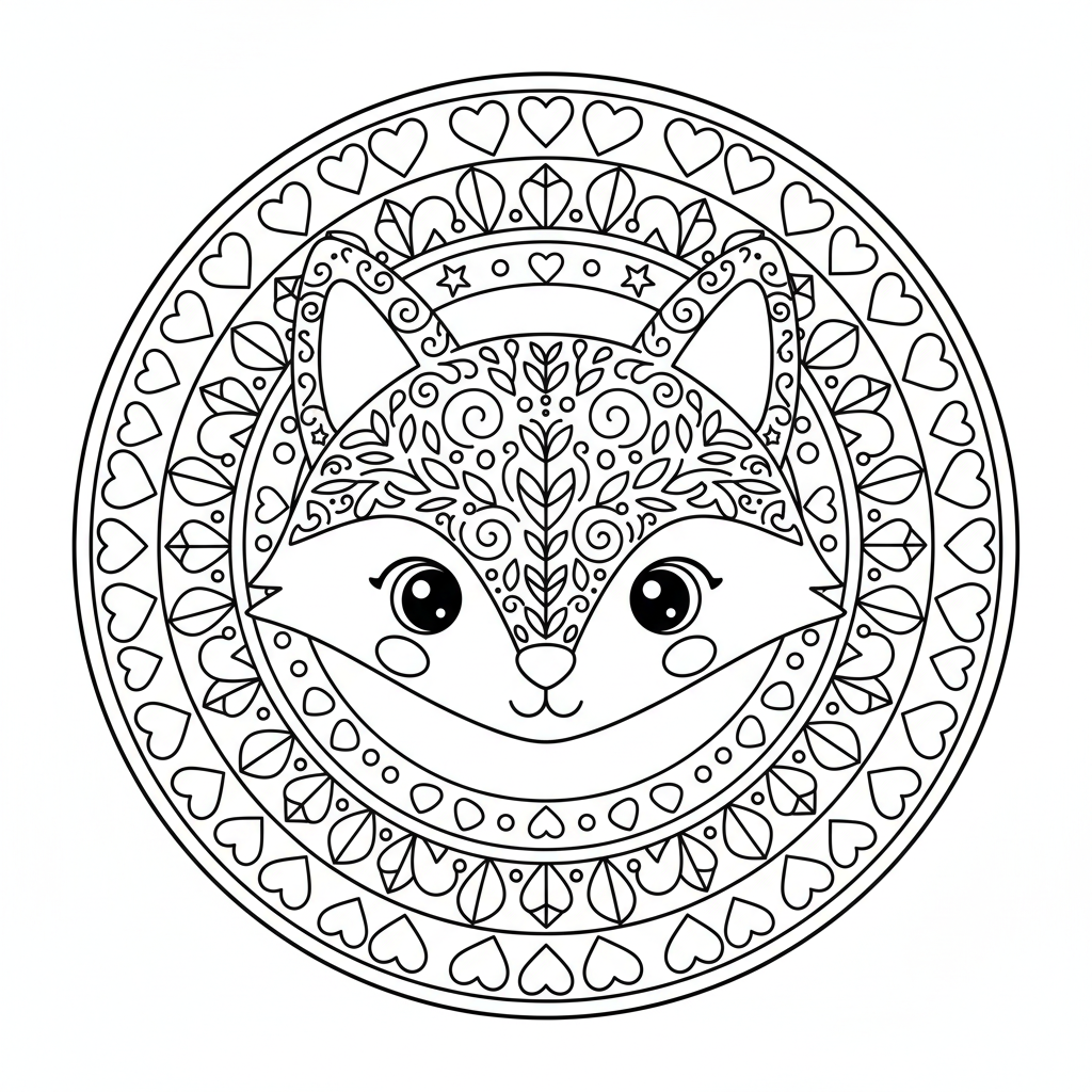 Coloriage coloriage mandala renard 1