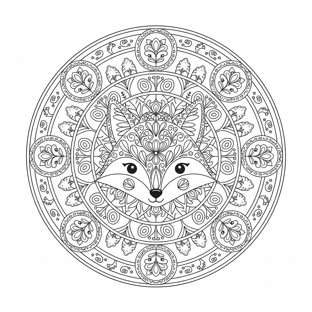 Coloriage coloriage mandala renard 2