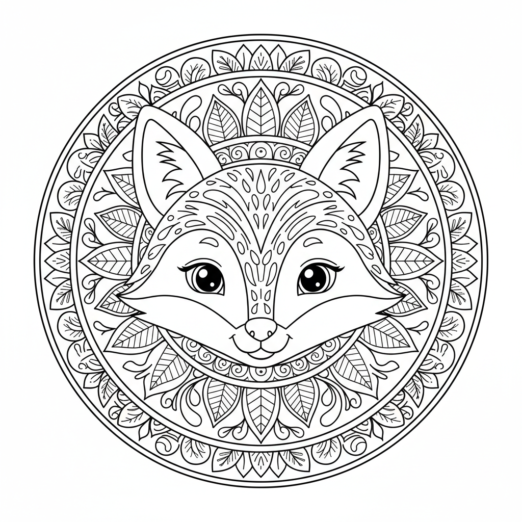 Coloriage coloriage mandala renard 4