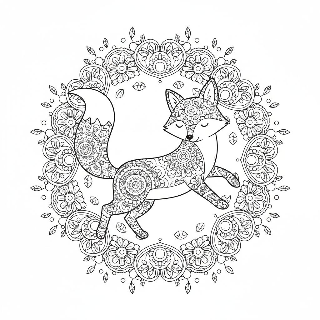 Coloriage coloriage mandala renard 5