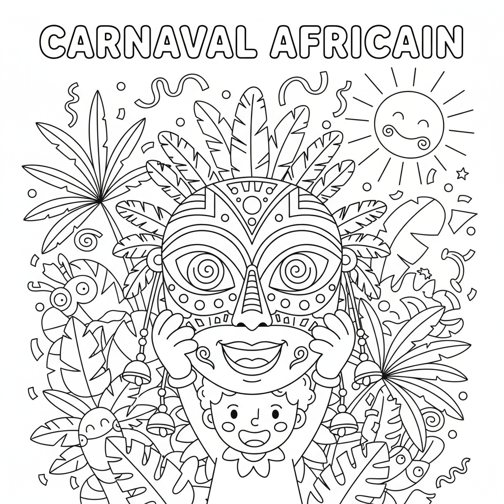Coloriage coloriage masque africain 3