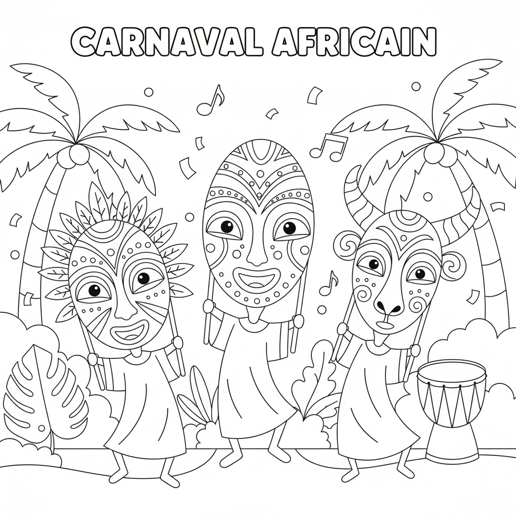 Coloriage coloriage masque africains 3