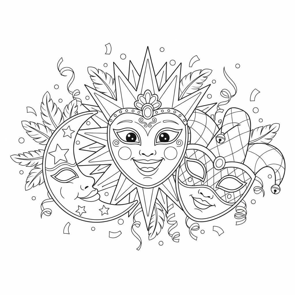 Coloriage coloriage masques carnaval 4