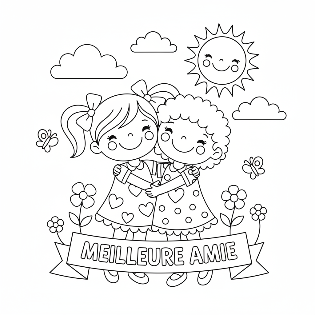 Coloriage Meilleure Amie Gratuit à Imprimer