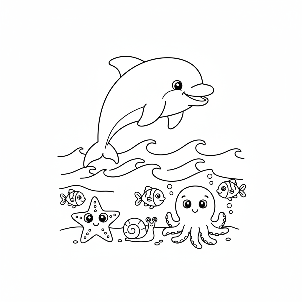 Coloriage Mer Facile à Imprimer pour les Enfants