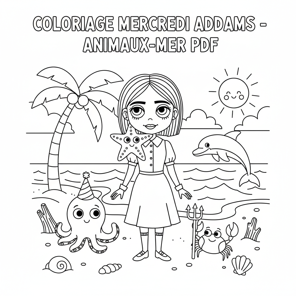 Coloriage coloriage mercredi addams à imprimer pdf 3