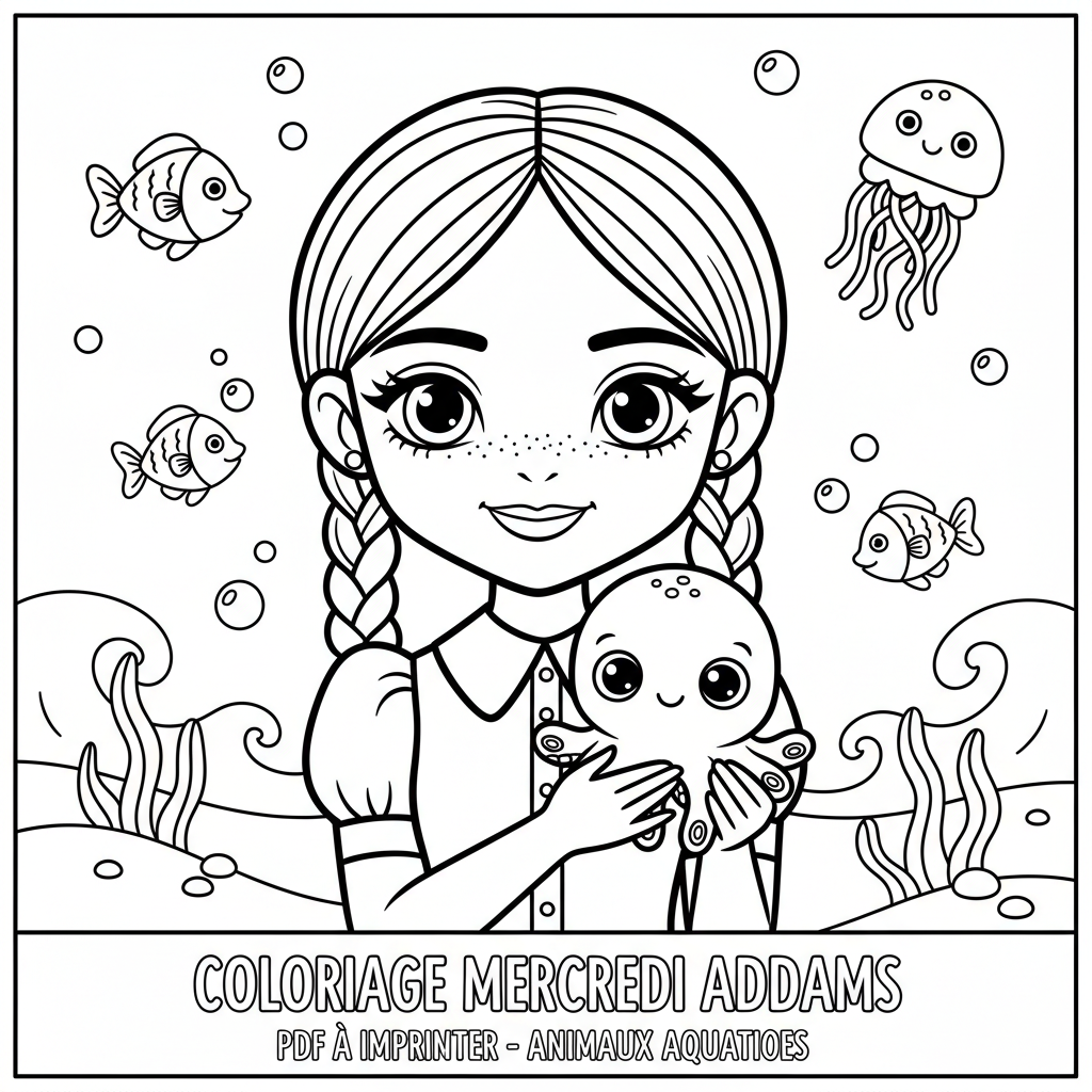 Coloriage coloriage mercredi addams à imprimer pdf 4