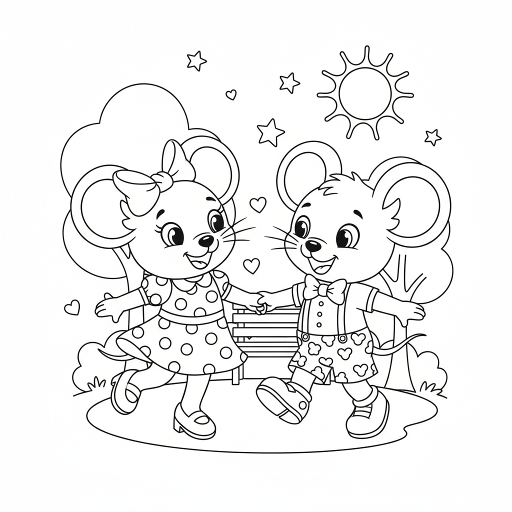 Coloriage coloriage mickey et minnie à imprimer 2