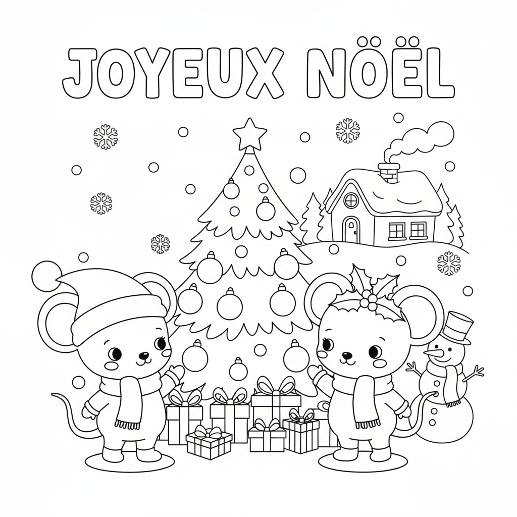 Coloriage coloriage mickey et minnie noel 3