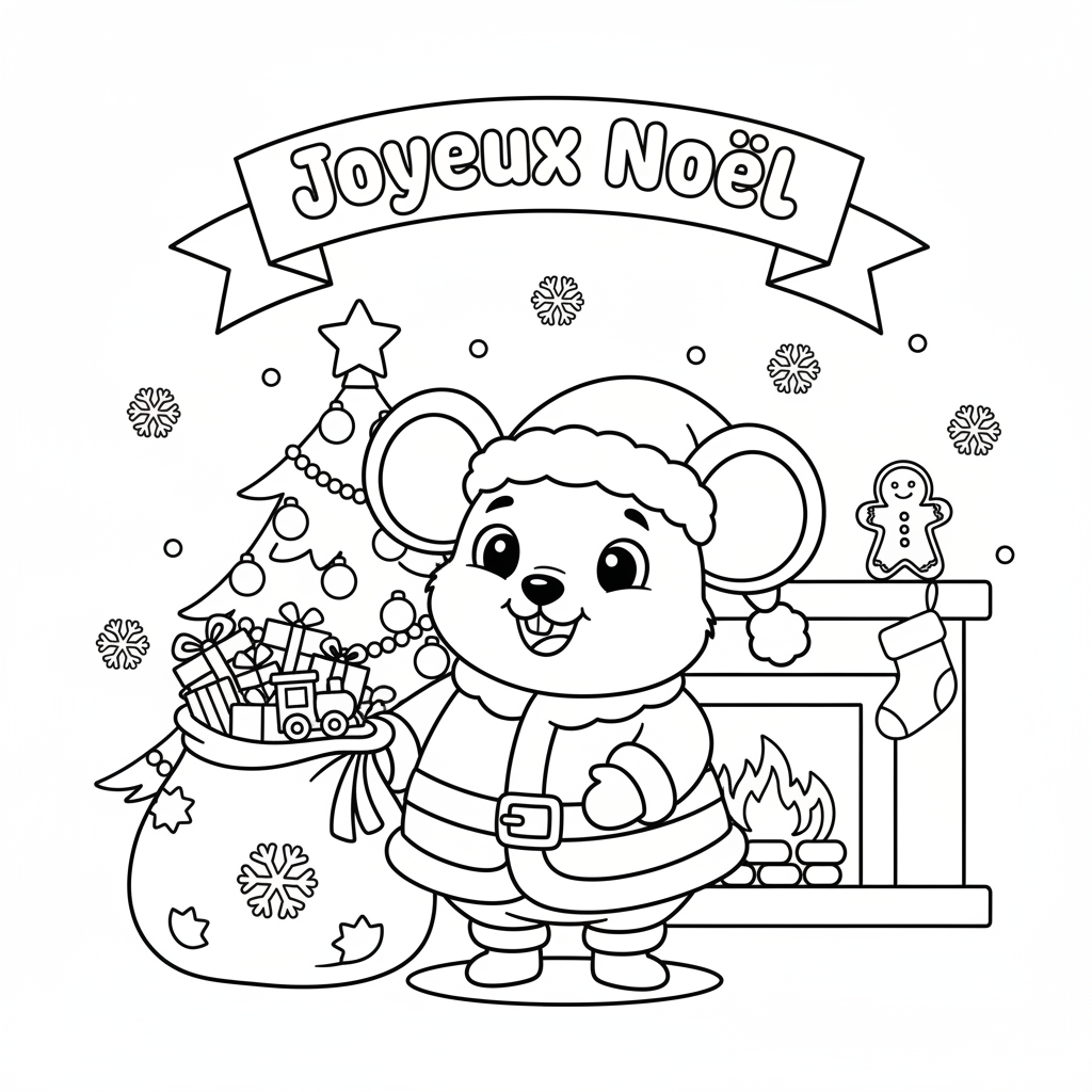 Coloriage Mickey Noel Gratuit à Imprimer pour Enfants