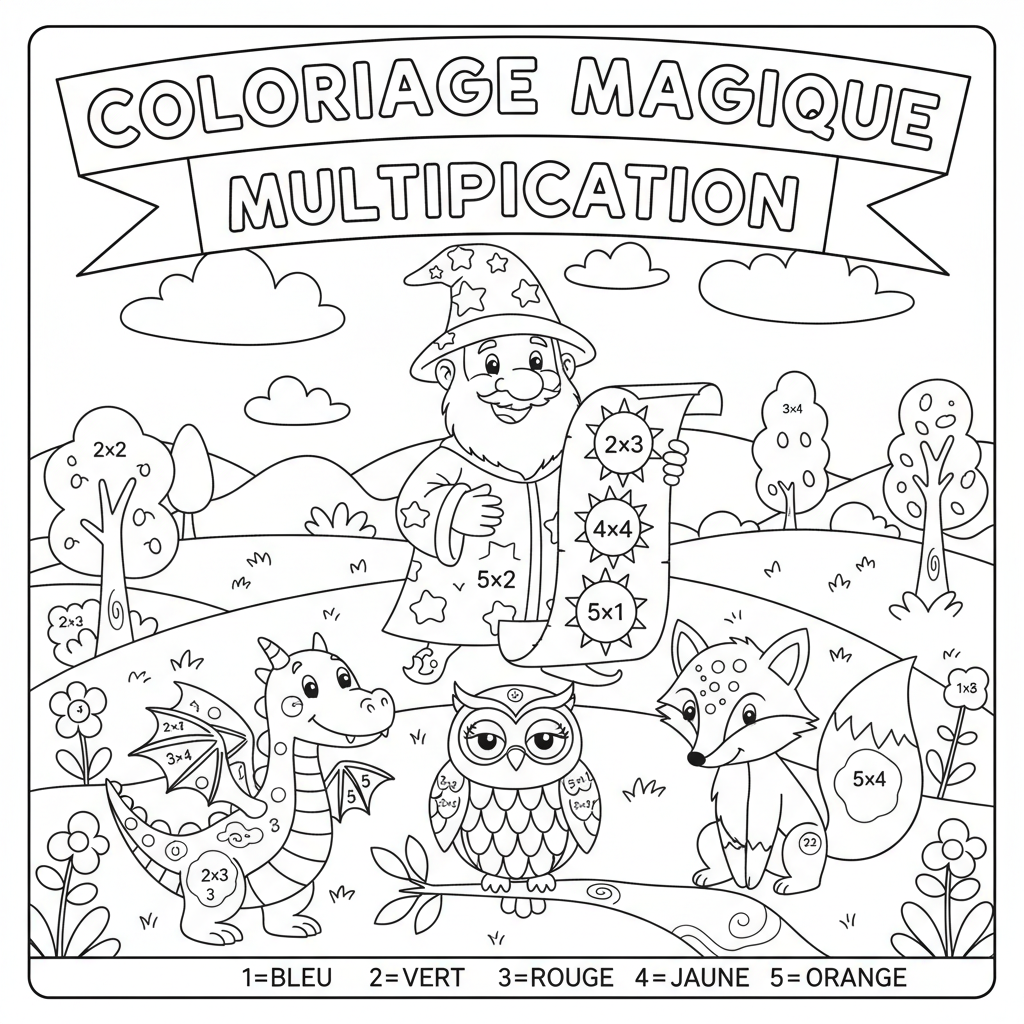 Coloriage coloriage multiplication 3