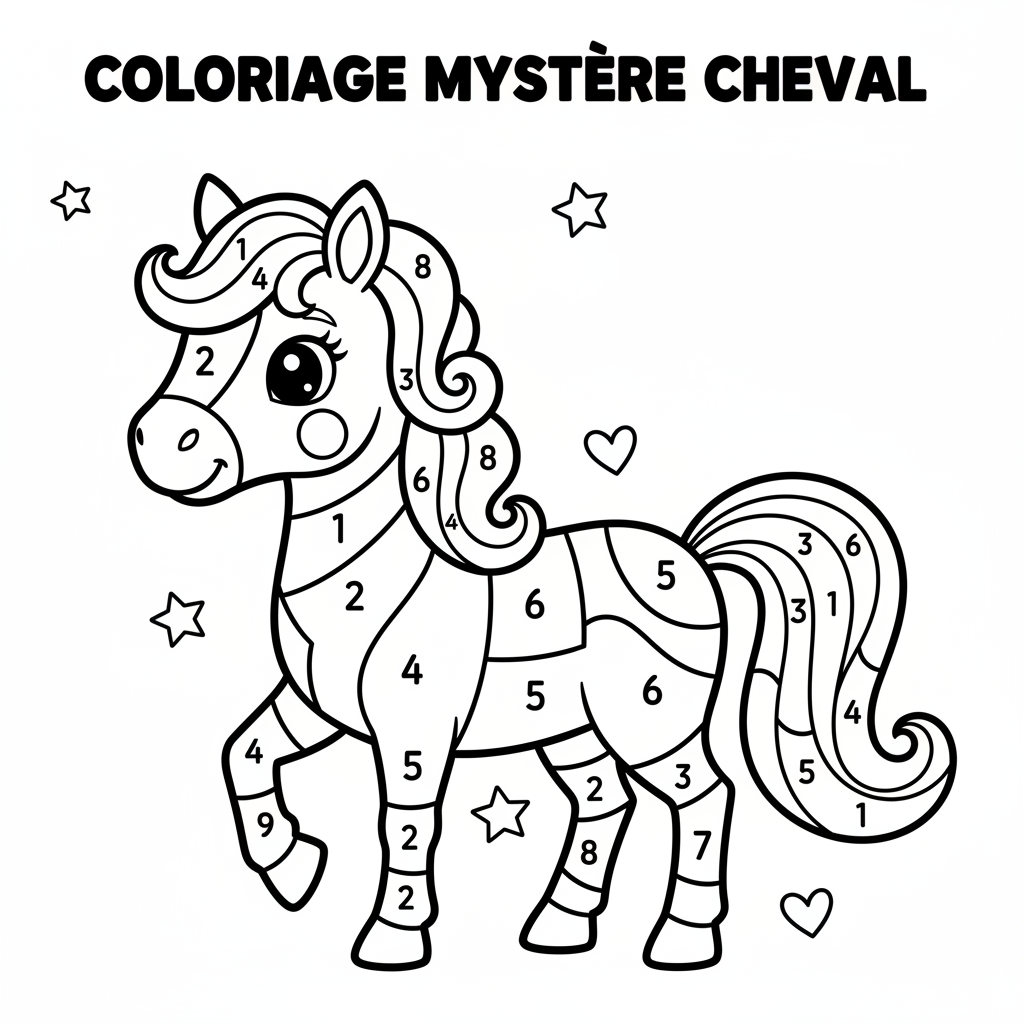 Coloriage Mystere Chevaux Gratuit à Imprimer