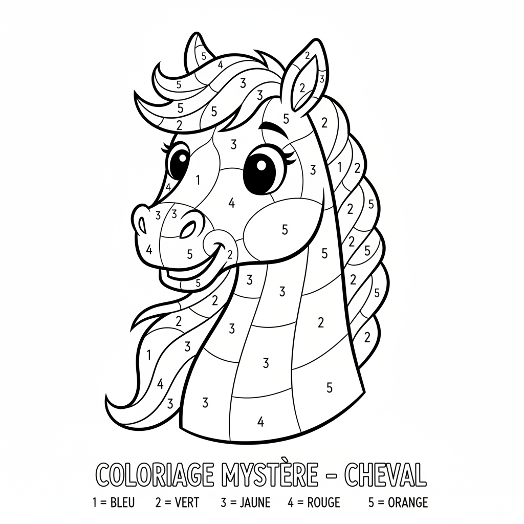 Coloriage coloriage mystere chevaux 4