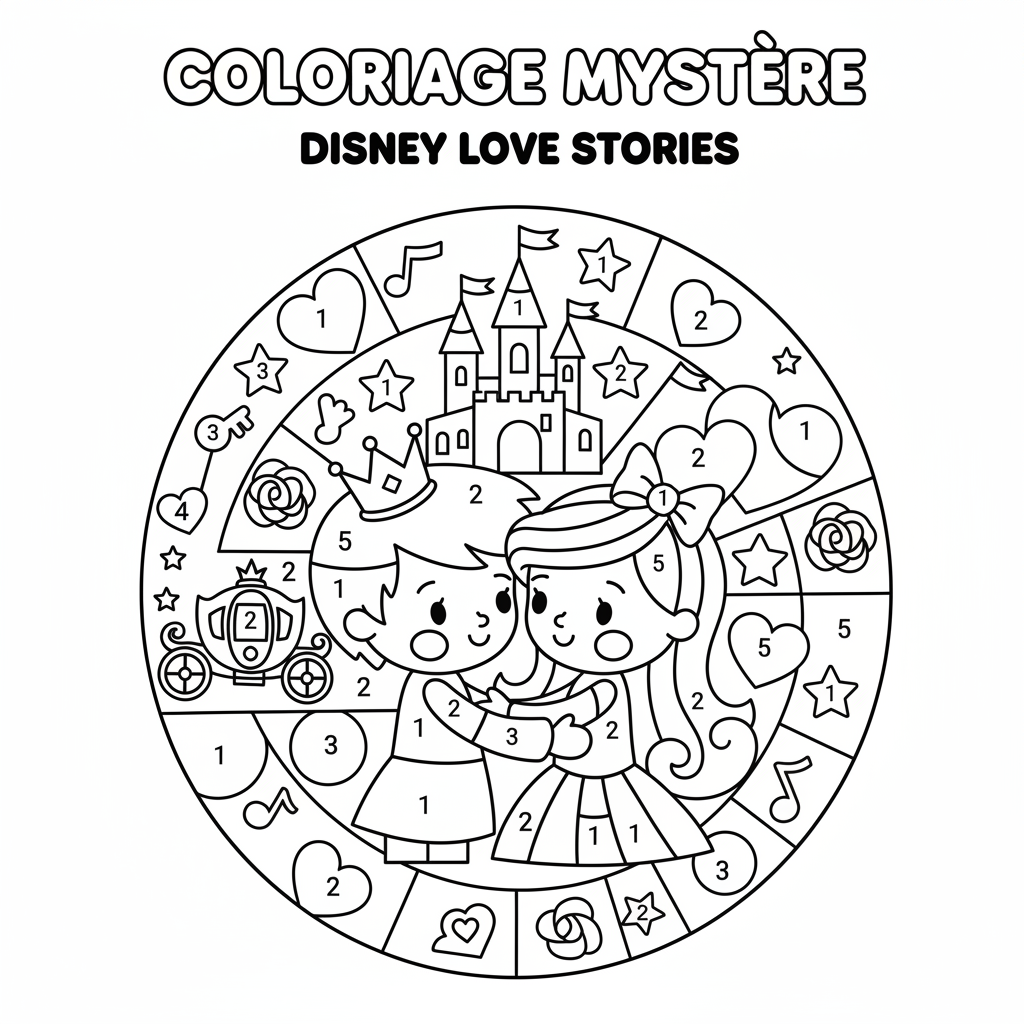 Coloriage coloriage mystere disney love stories 1