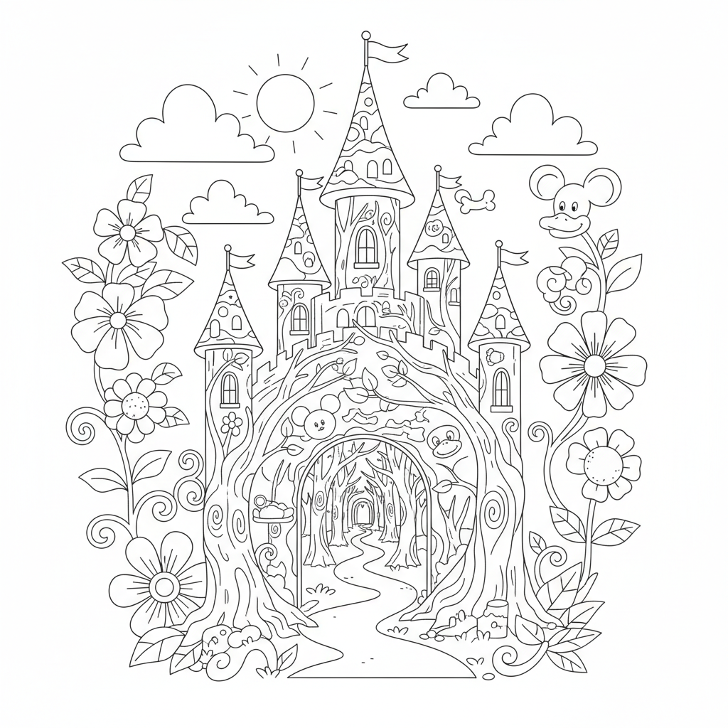 Coloriage coloriage mystere disney trompe l'oeil 3