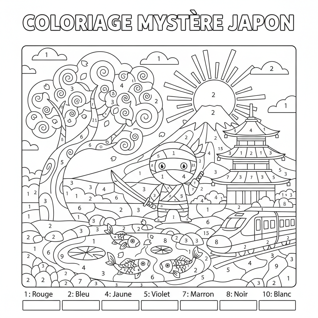 Coloriage coloriage mystere japon 2