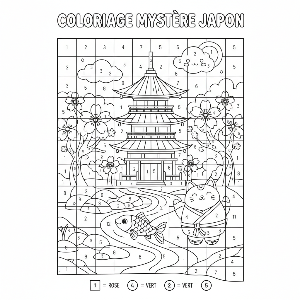 Coloriage coloriage mystere japon 3