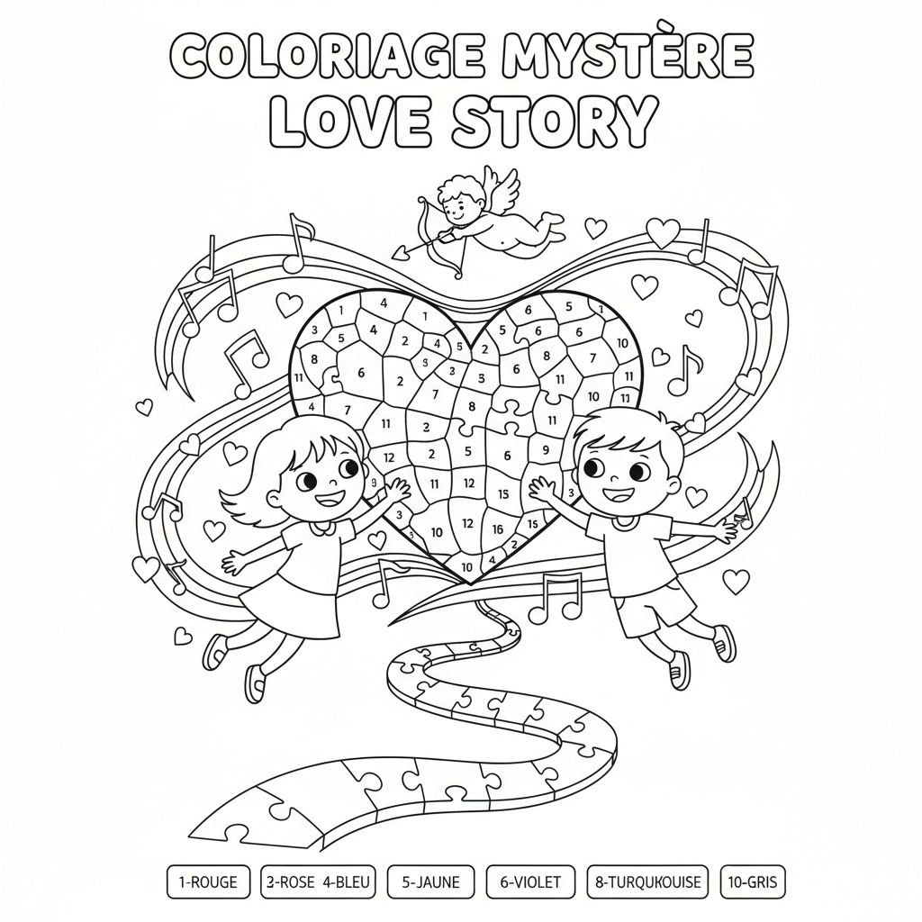 Coloriage coloriage mystere love story 5