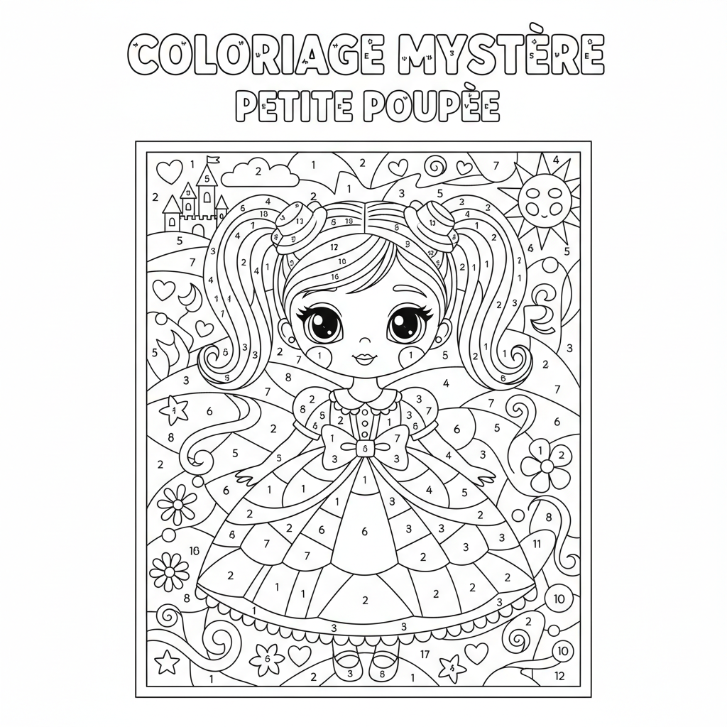 Coloriage coloriage mystere petite poupee 2