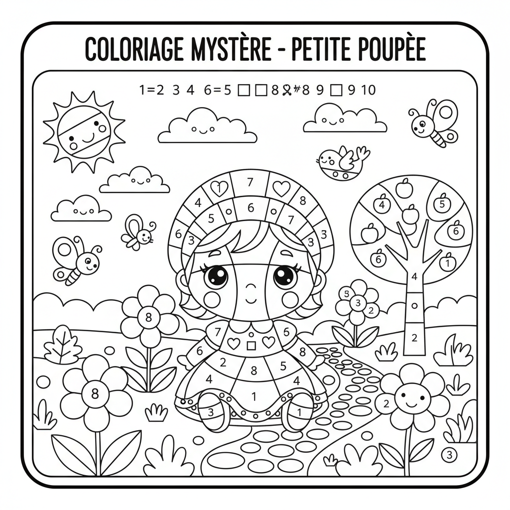 Coloriage coloriage mystere petite poupee 3