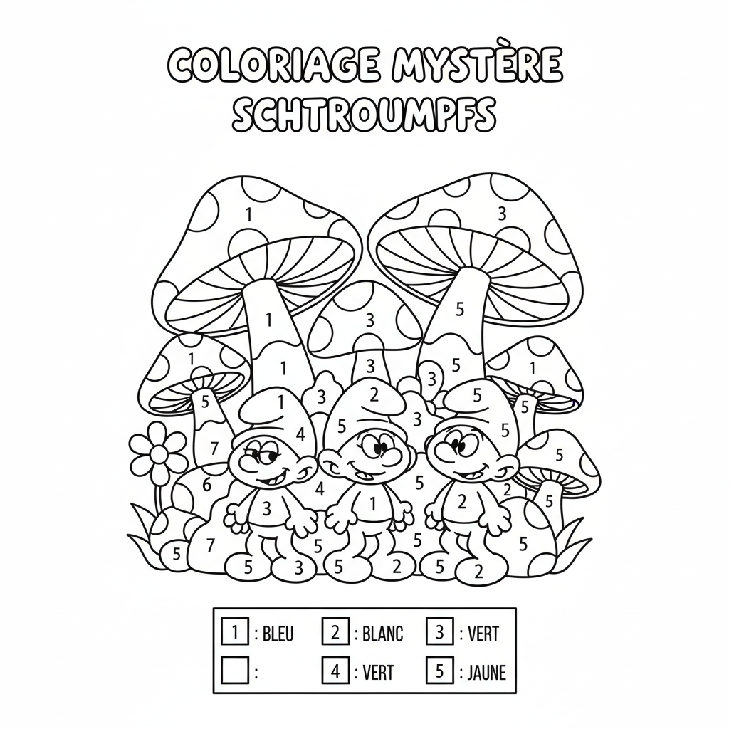Coloriage Mystere Schtroumpfs Gratuit à Imprimer