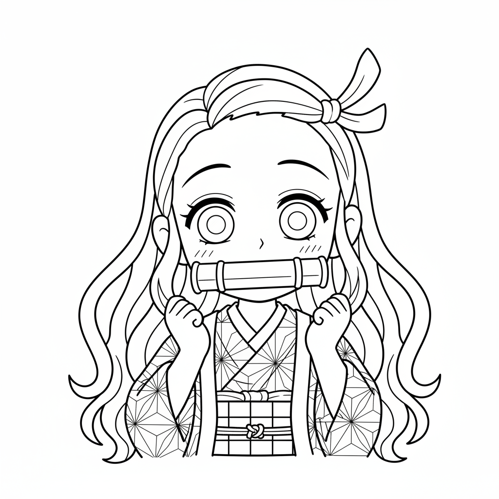Coloriage coloriage nezuko kawaii 4