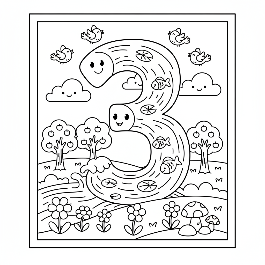 Coloriage coloriage nombre 3
