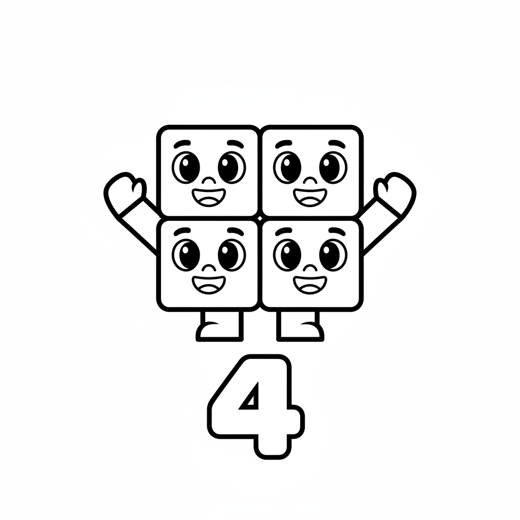Coloriage coloriage numberblocks 4