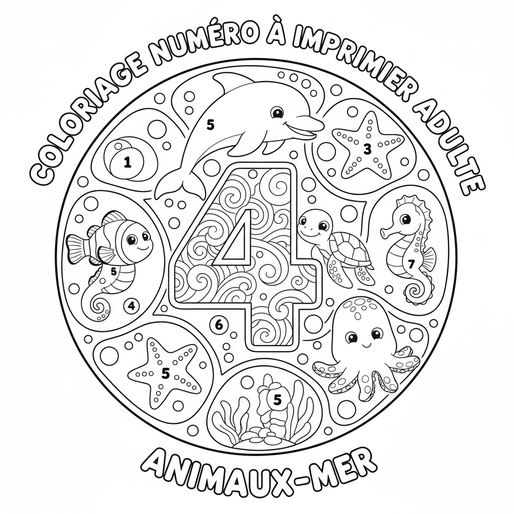Coloriage coloriage numéro à imprimer adulte 4