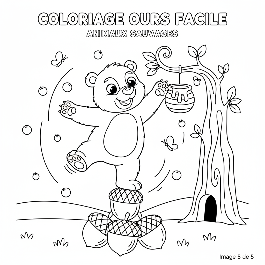 Coloriage coloriage ours facile 5