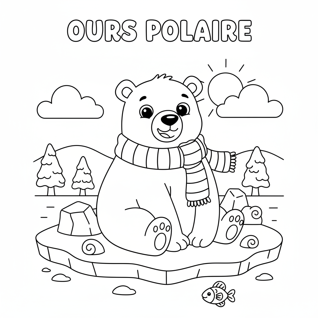 Coloriage coloriage ours polaire à imprimer 2