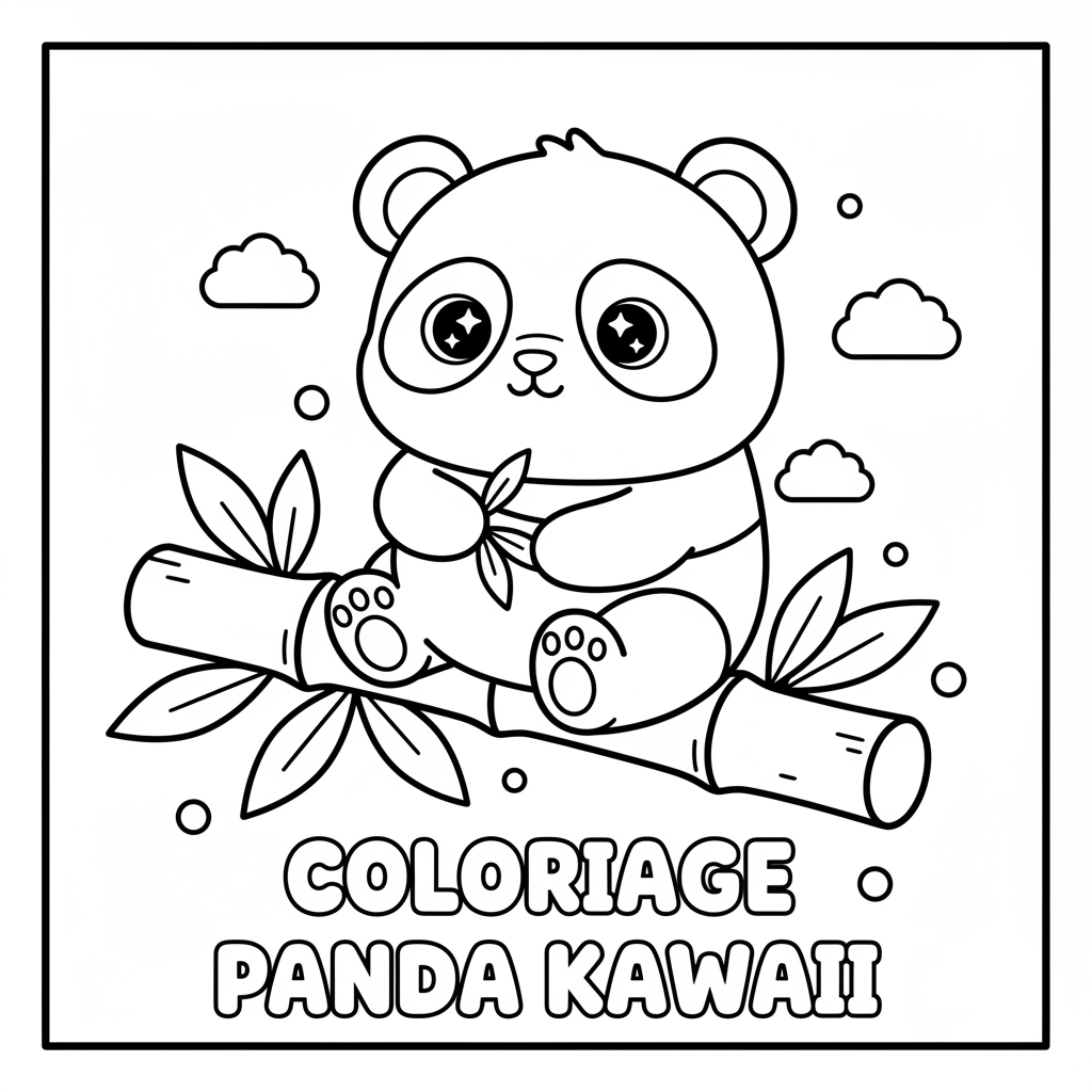 Coloriage Panda Kawaii Gratuit à Imprimer