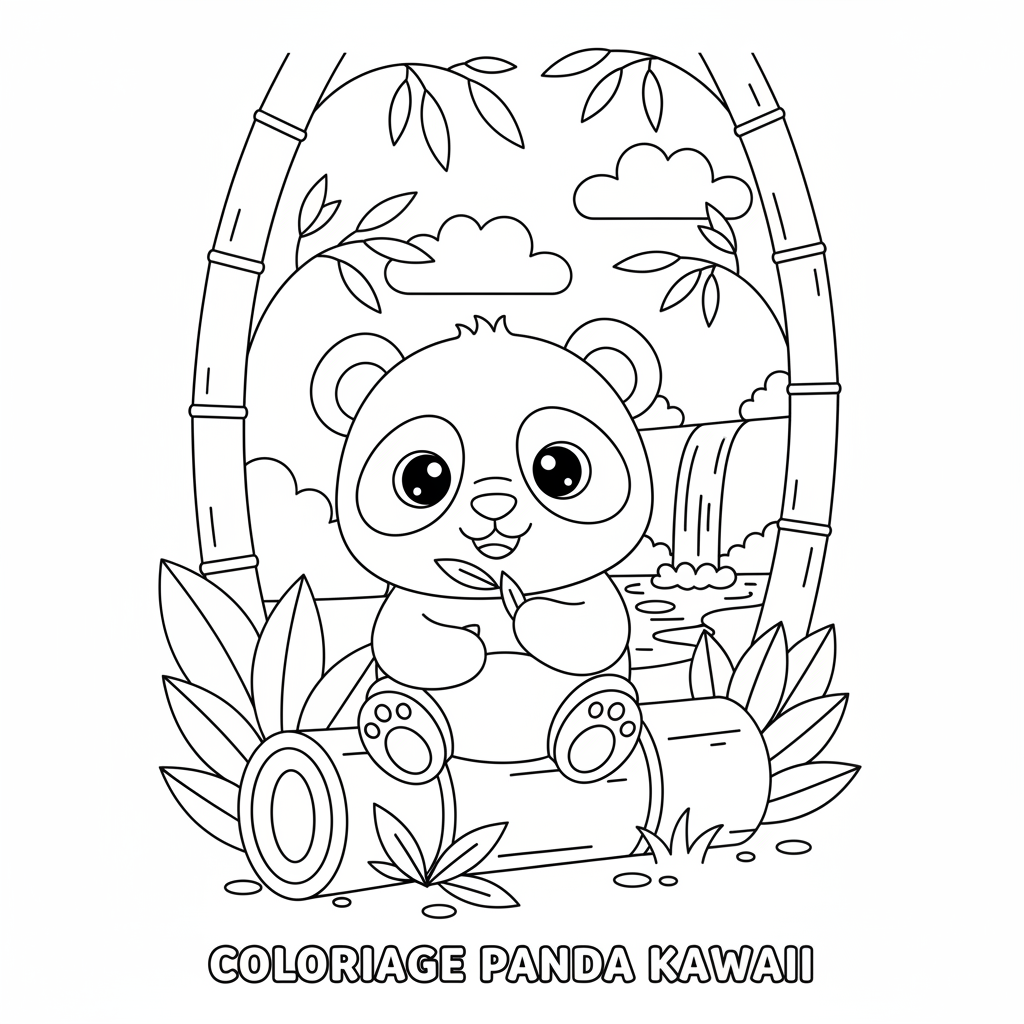 Coloriage coloriage panda kawaii 3