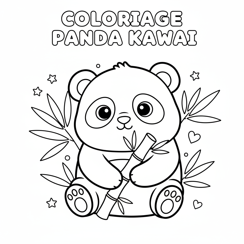 Coloriage Panda Kawaii à Imprimer pour les Enfants
