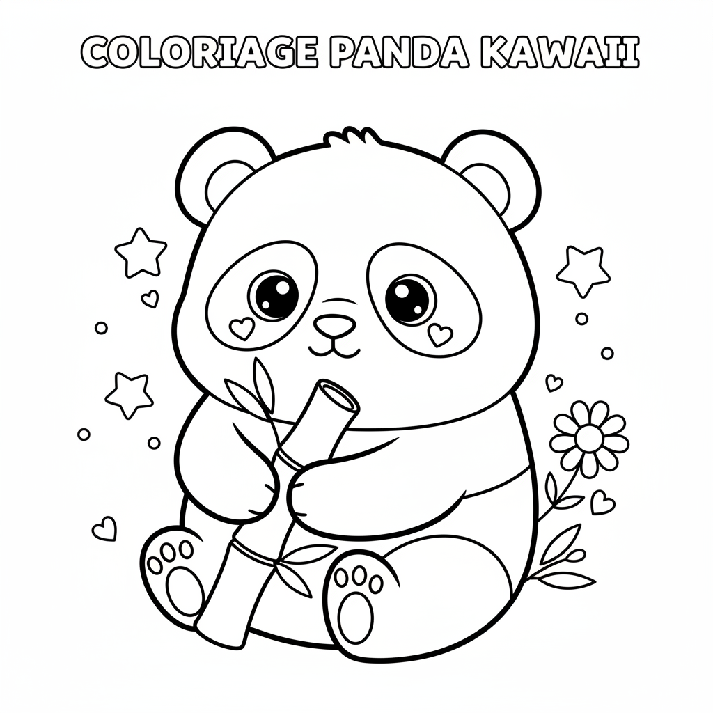 Coloriage coloriage panda kawaii à imprimer 4