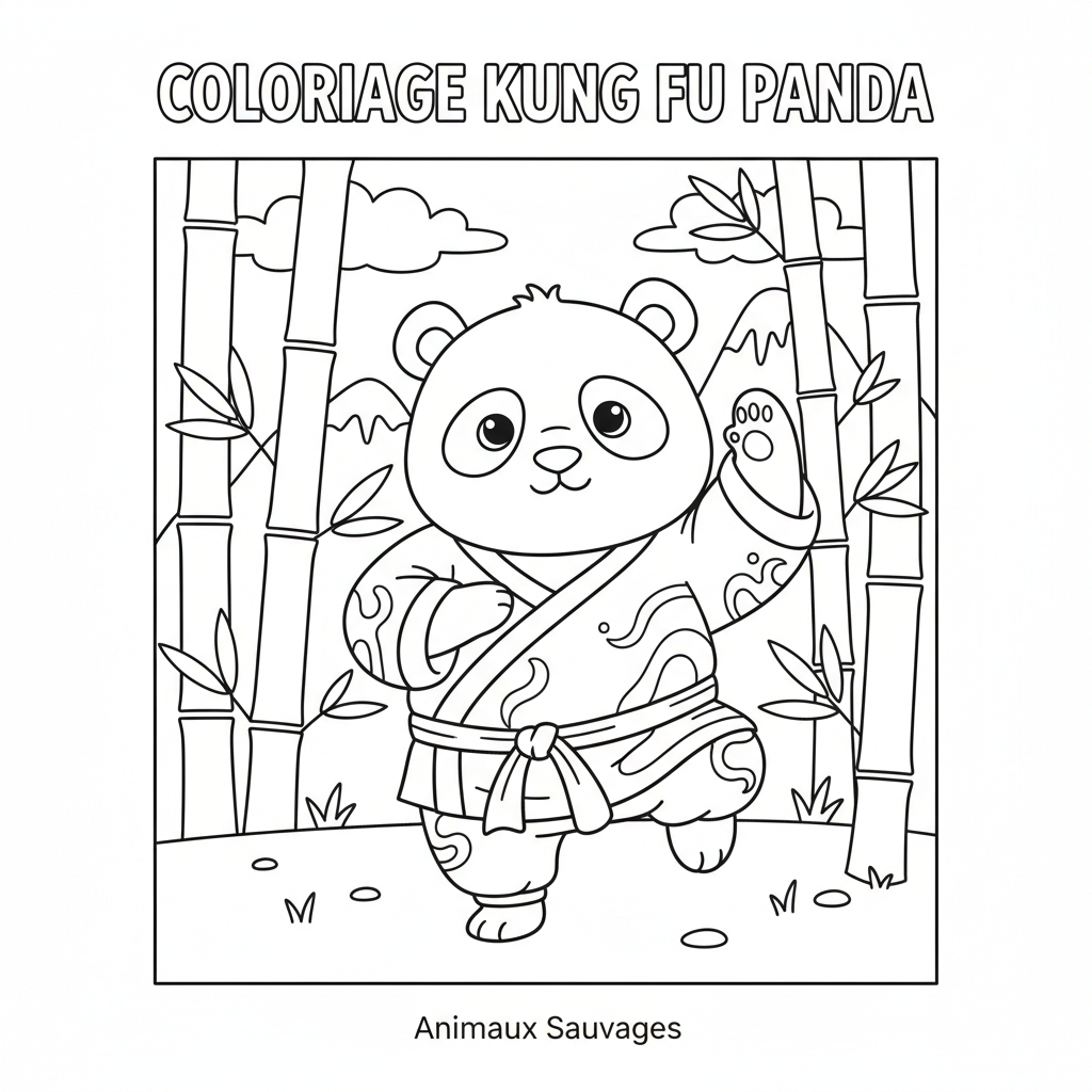 Coloriage Panda Kung Fu Gratuit à Imprimer