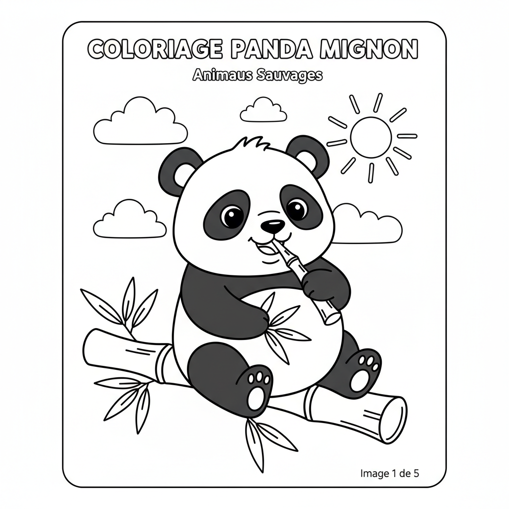 Coloriage Panda Mignon Gratuit à Imprimer pour Enfant