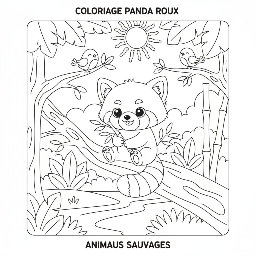 Coloriage coloriage panda roux kawaii 3