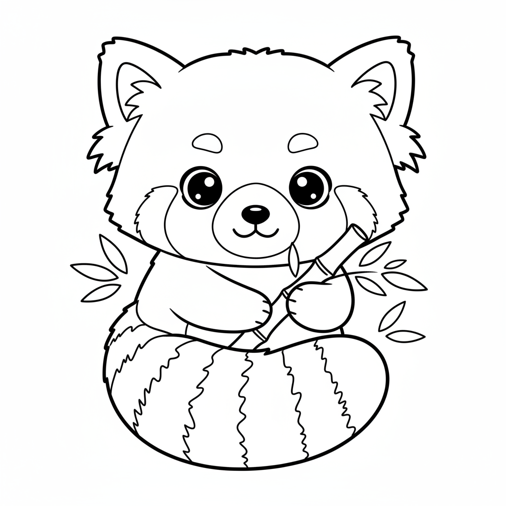 Coloriage coloriage panda roux kawaii 4