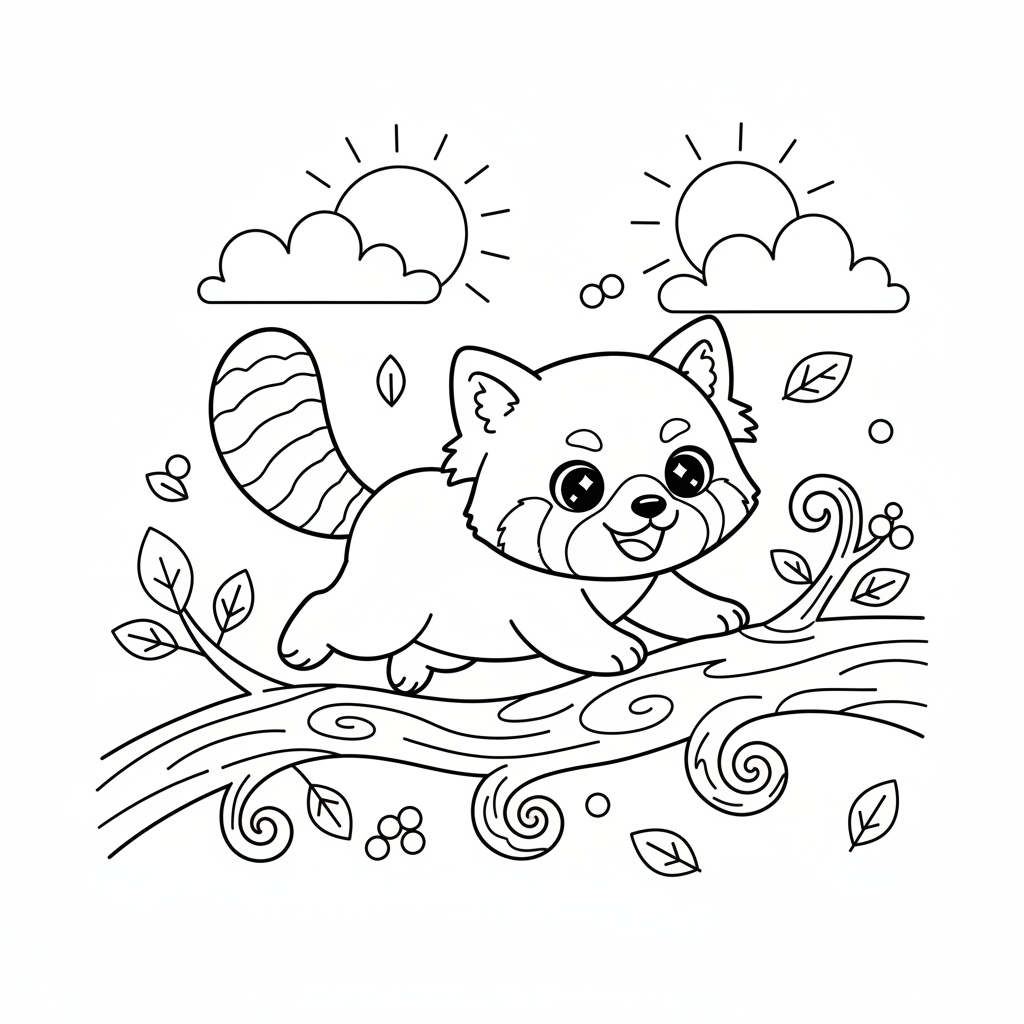 Coloriage coloriage panda roux kawaii 5