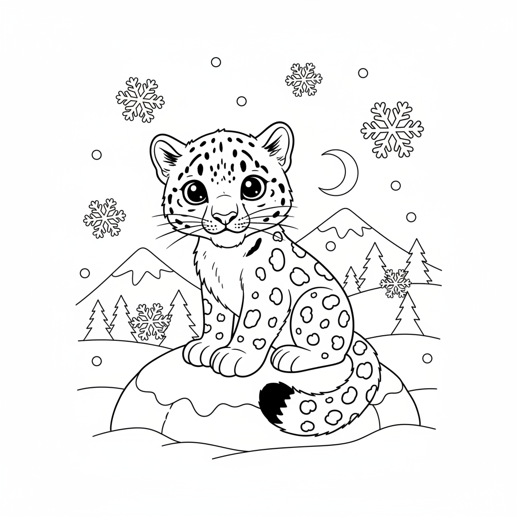 Coloriage coloriage panthère des neiges 3