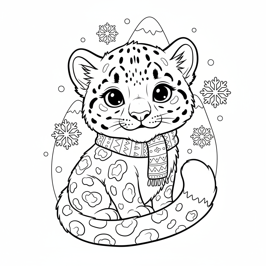 Coloriage coloriage panthère des neiges 4