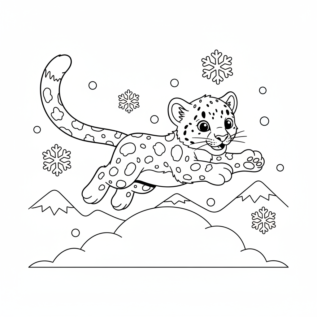 Coloriage coloriage panthère des neiges 5