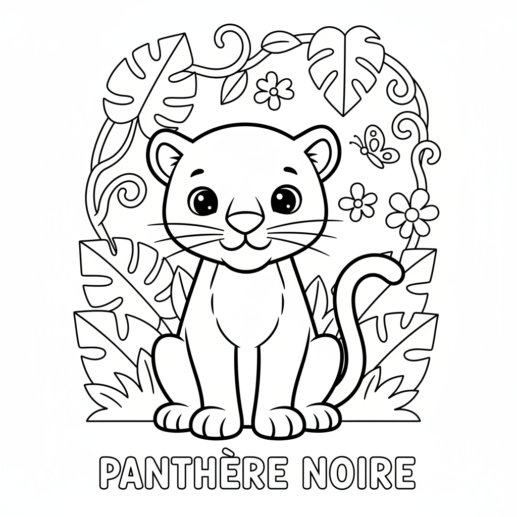 Coloriage Panthère Noire Gratuit à Imprimer pour Enfants