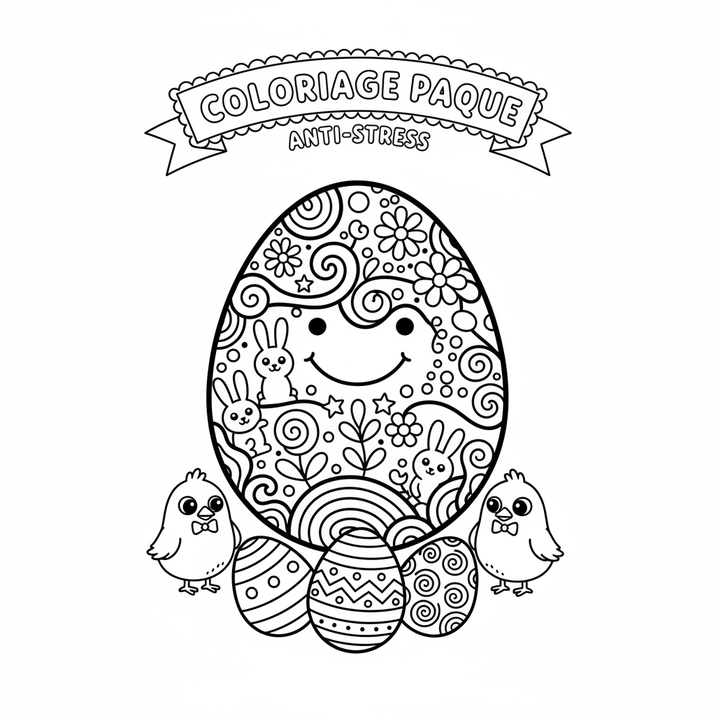 Coloriage Paque Adulte Gratuit à Imprimer pour se Détendre